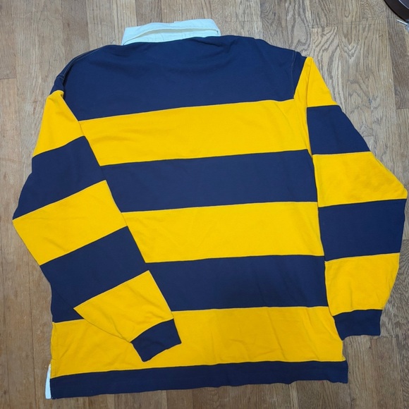 NWT The Iconic Rugby Shirt Polo Ralph Lauren Men’s Sz L Navy/Yellow Stripe - Picture 5 of 6